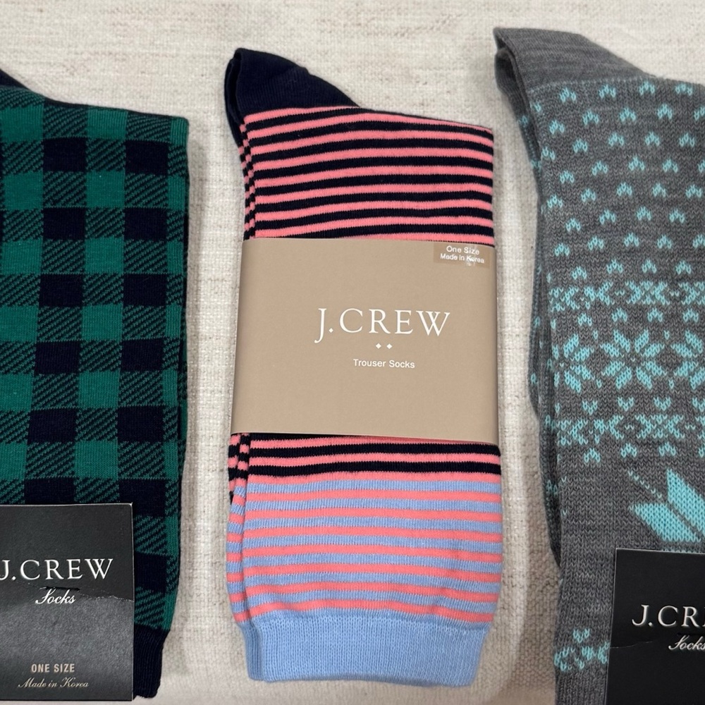 NWT J. Crew Women's Green, Pink, and Gray Socks Trio